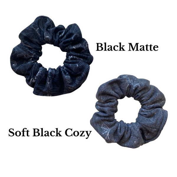 Gothic Lace Bats on Black Matte Scrunchie