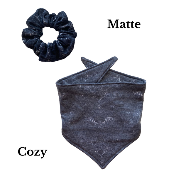 Subtle Gothic Lace Bats on Soft Black scARF