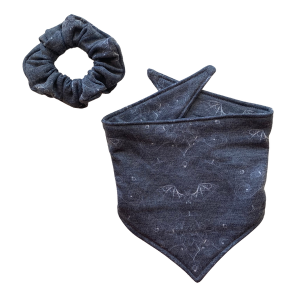 Subtle Gothic Lace Bats on Soft Black scARF