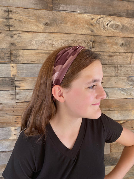 Mauve Camouflage Matte Faux Knot Headband