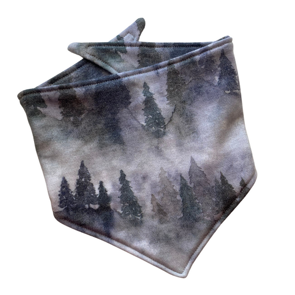 Misty Mountain Watercolor Trees scARF with Blues, Grey, and Greens