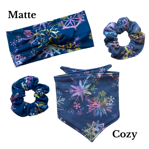 Multicolored Snowflakes on a Soft Steel Blue background scARF