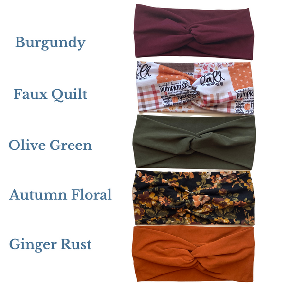 "I Love Fall Most of All" Faux Quilt Matte Faux Knot Headband