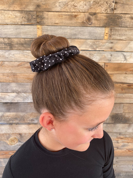 Black and White Polka Dot Scrunchie