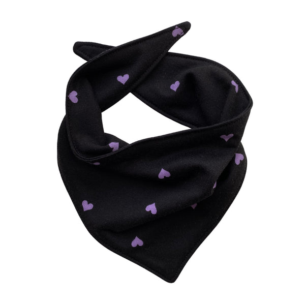 purple hearts on black scARF bandana