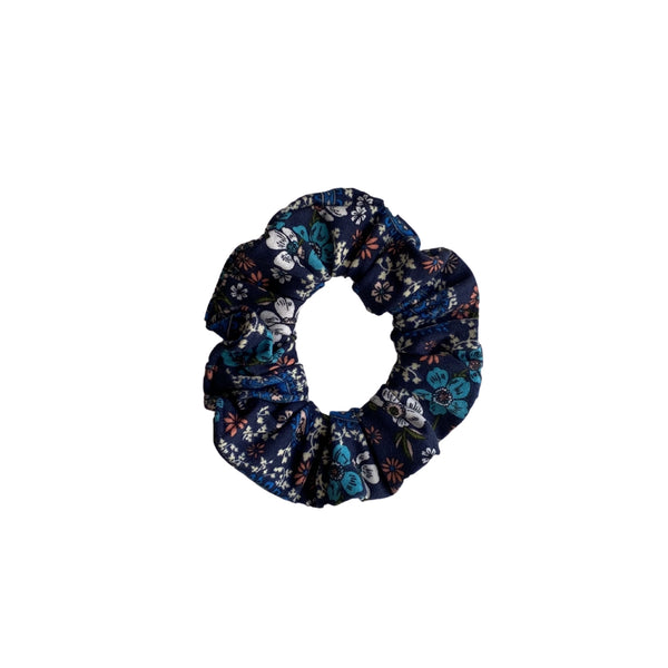 Daisy Paisley on navy semi-matte scrunchie