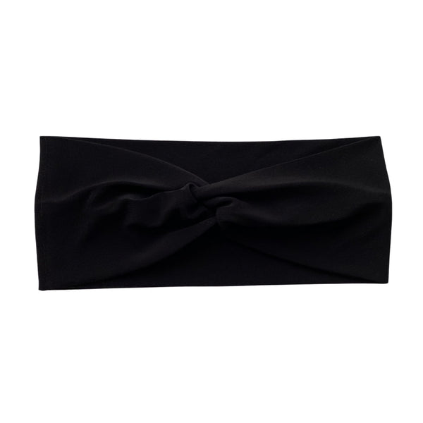 Solid black semi-shiny faux knot headband