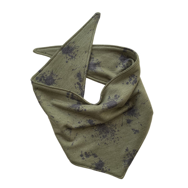 soft black splatter on green scARF dog bandana