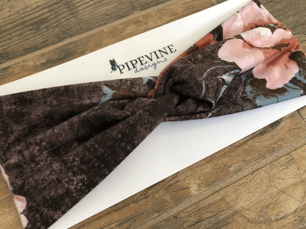 grunge floral semi-matte faux knot headband