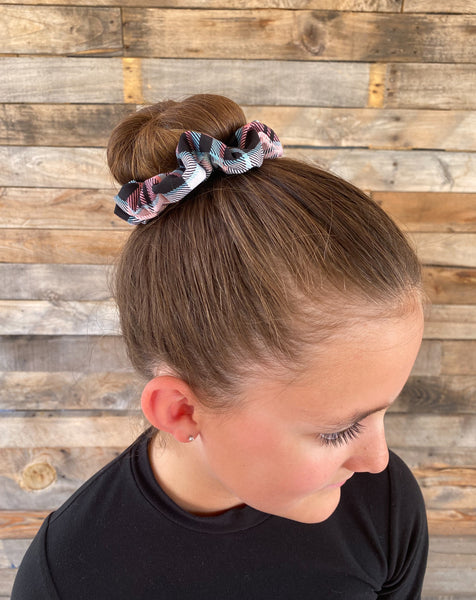 Aqua, Pink, and Black Plaid Ice Scrunchie