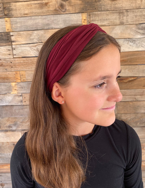 Burgundy Matte Faux Knot Headband