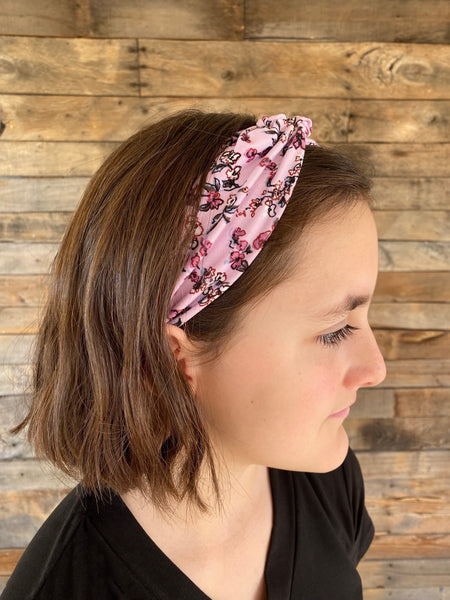 Mini Floral On Lilac Ice Faux Knot Headband