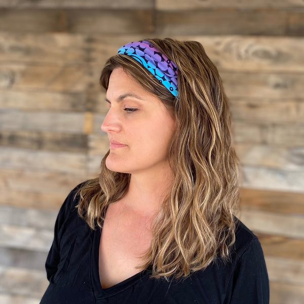 aurora ombre faux knot headband matte Pipevine Designs on head