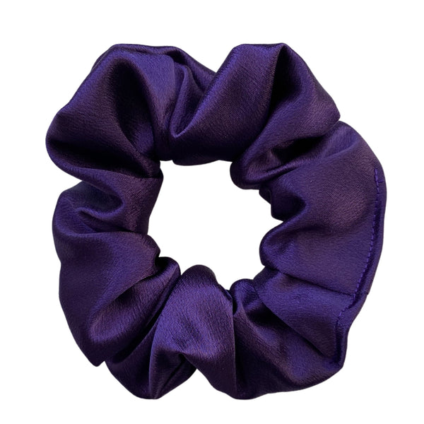 dark orchid purple satin scrunchie