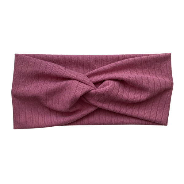 light mauve ribbed faux knot headband ear warmer Pipevine Designs