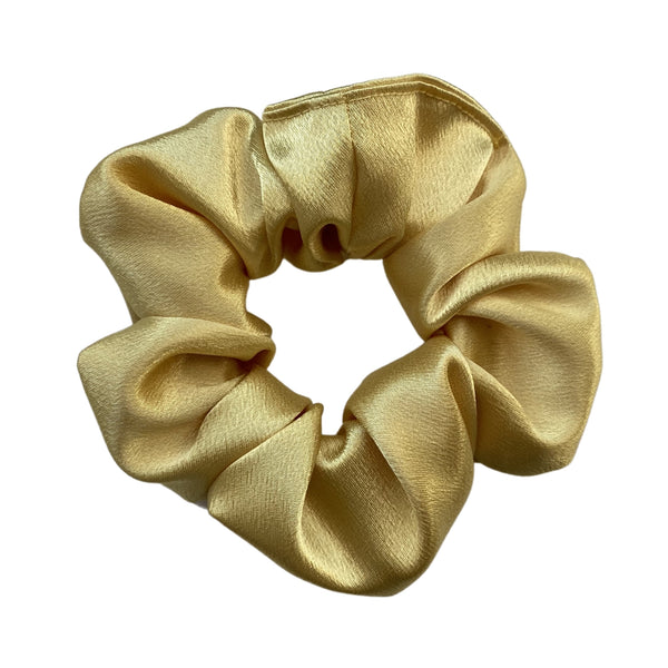 light soft yellow satin scrunchie