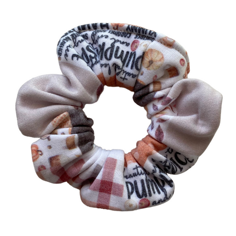 "I Love Fall Most Of All" Faux Quilt Cozy Scrunchie