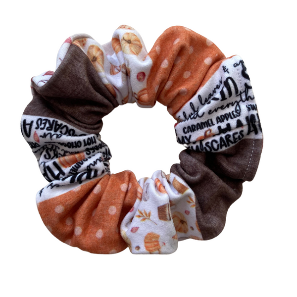 " I Love Fall Most of All" Faux Quilt Matte Scrunchie