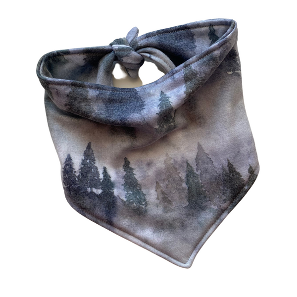 Misty Mountain Watercolor Trees scARF with Blues, Grey, and Greens