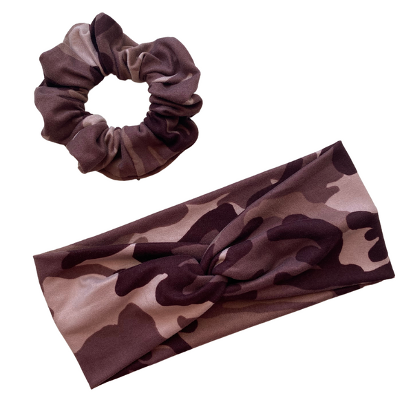 Mauve Camouflage Matte Faux Knot Headband