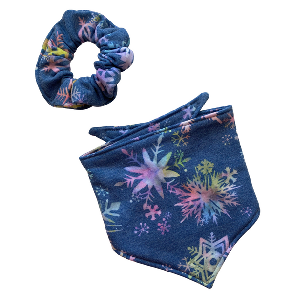 Multicolored Snowflakes on a Soft Steel Blue background scARF
