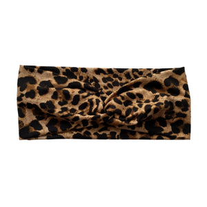 Leopard on Khaki semi-matte faux knot headband