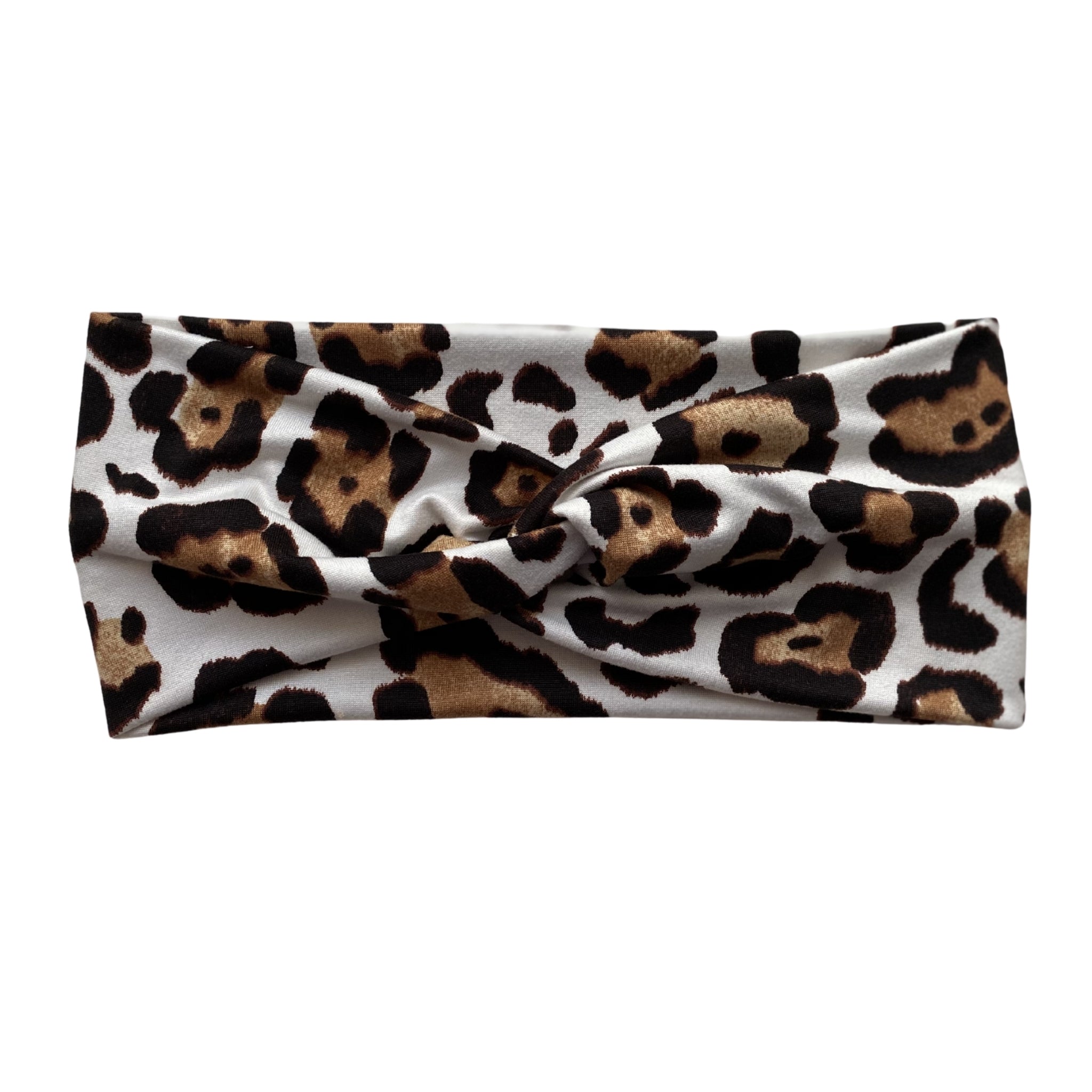 Light leopard on white semi-matte faux knot headband