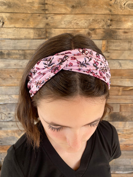 Mini Floral On Lilac Ice Faux Knot Headband