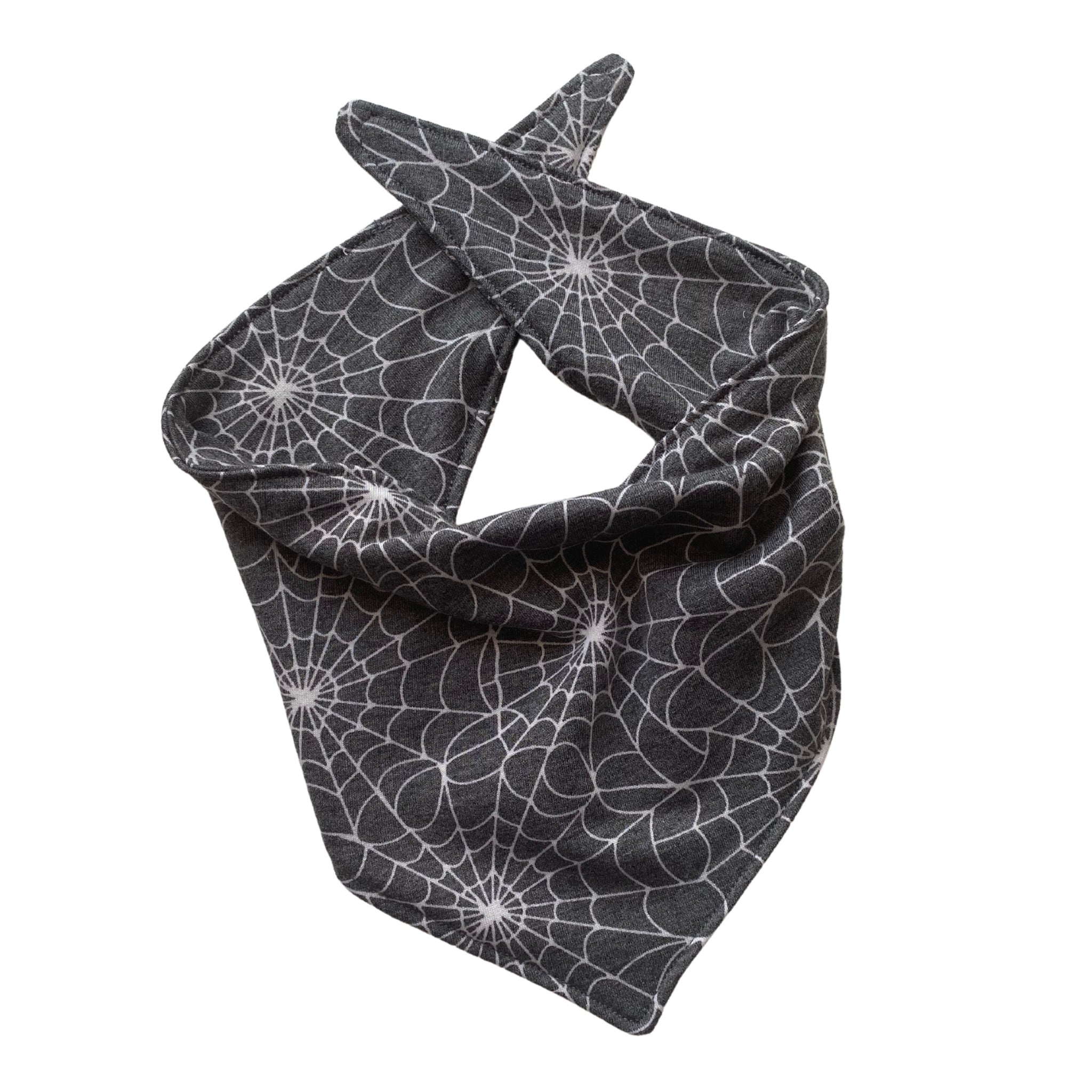 spider webs on soft black scarf dog bandana Pipevine designs 