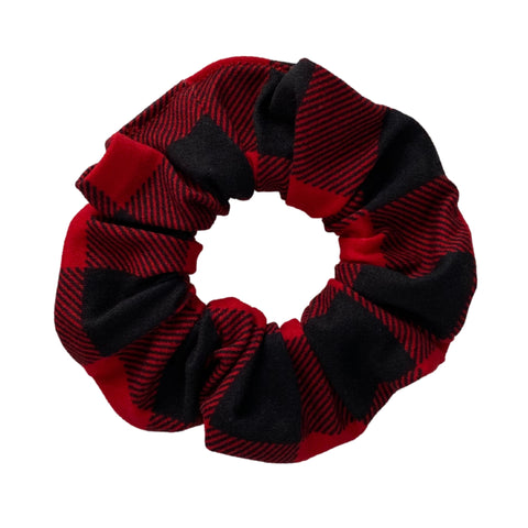 Red and black buffalo plaid matte scrunchie Pipevine Designs 